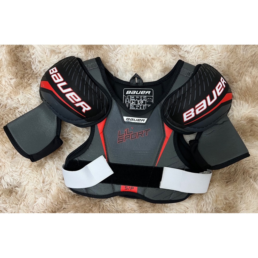 Bauer Lil Sport Junior Hockey Shoulder Pads Gray Black Red Size S/P Kids